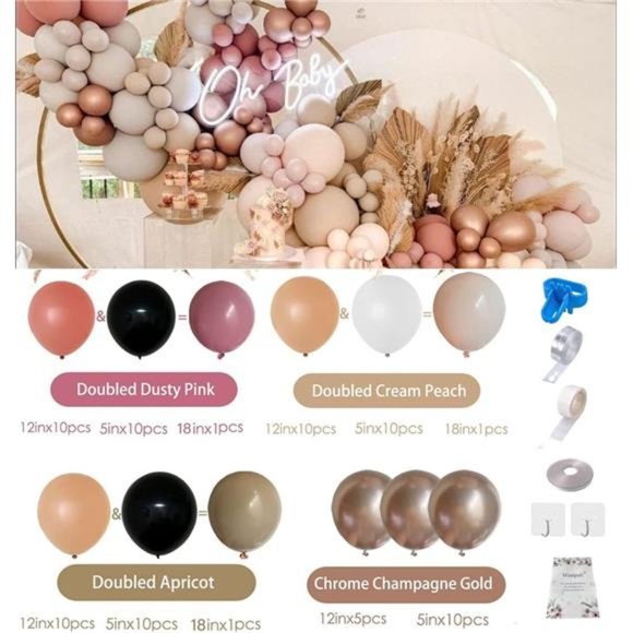 Balloon Arch Garland Kit,Blush Nude Apricot Party Balloons Decoration Set - Picture 4 of 6